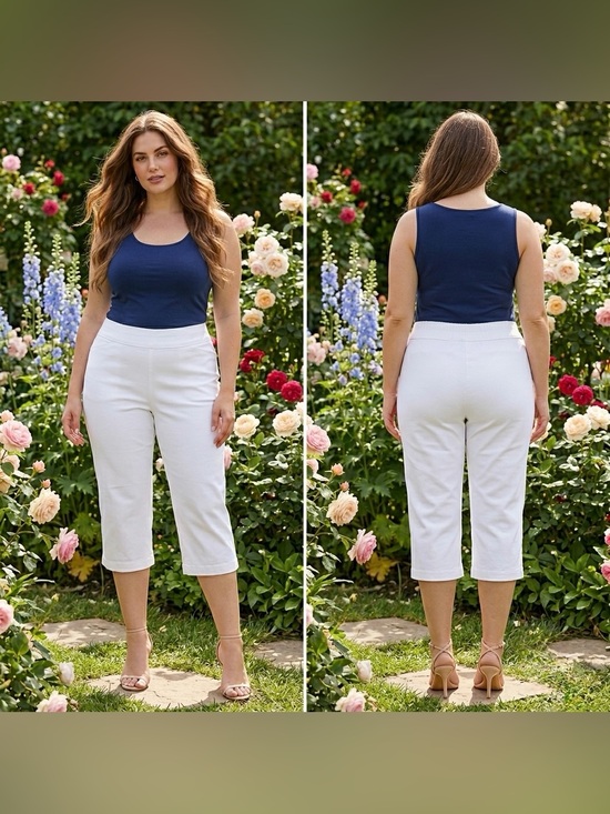 croft & barrow Pants - NWT Croft & Barrow Women’s Mid-Rise Elastic Waist White Capri Pants Size 10